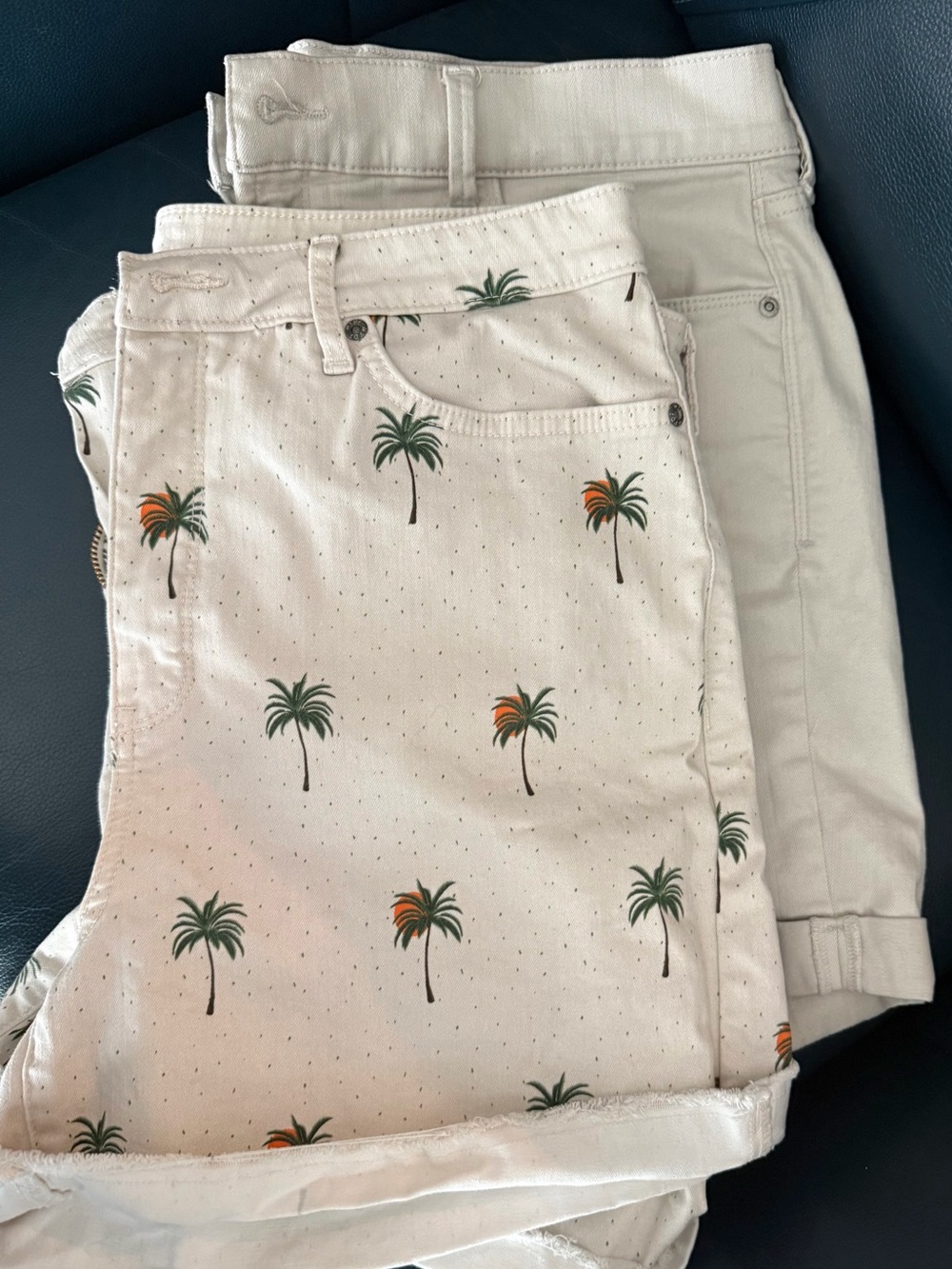 NYDJ Women’s Cream Palm-Print shorts two pair - Stylish Summer Casual